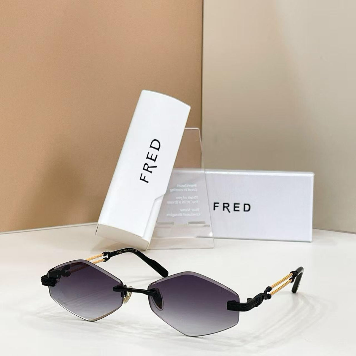Fred Rimless Geometric Sunglasses