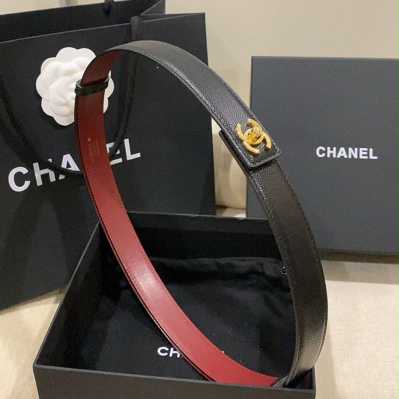 Chanel Leather Turn-Lock Belt