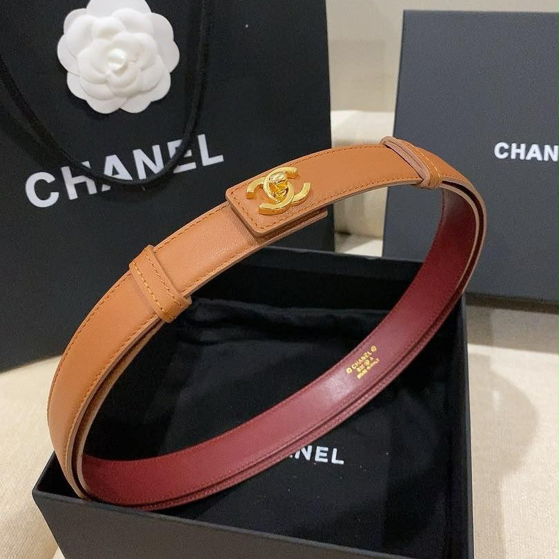 Chanel Leather Turn-Lock Belt