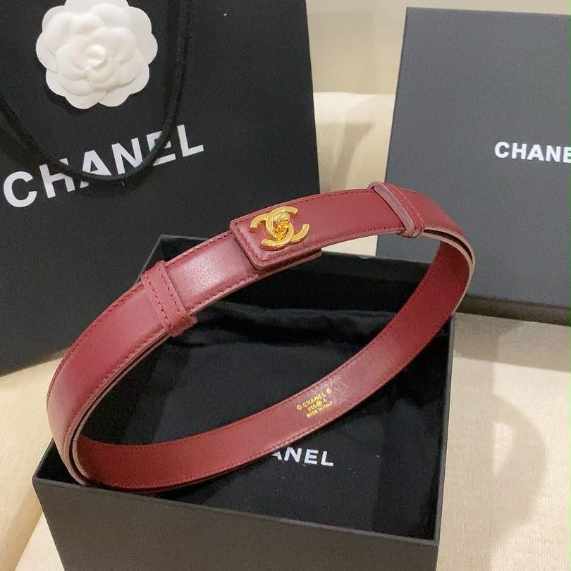 Chanel Leather Turn-Lock Belt