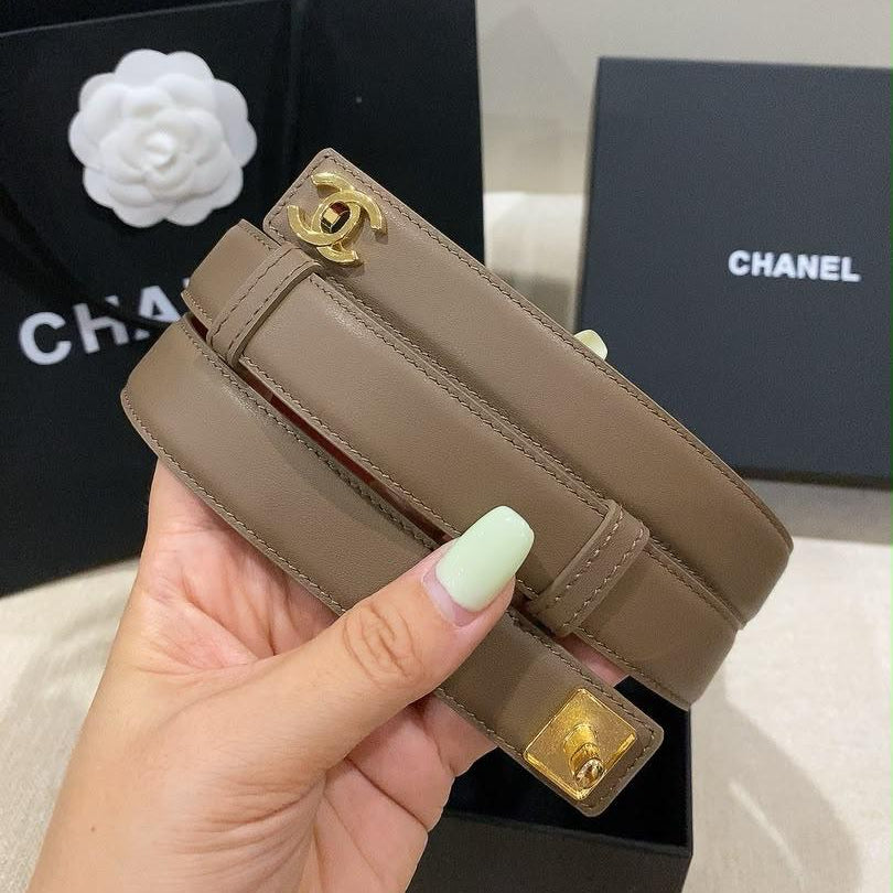 Chanel Leather Turn-Lock Belt