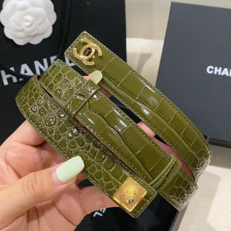 Chanel Leather Turn-Lock Belt