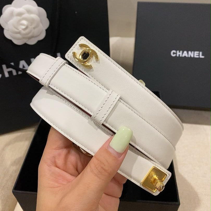 Chanel Leather Turn-Lock Belt