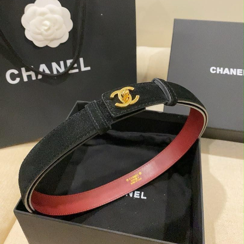 Chanel Leather Turn-Lock Belt