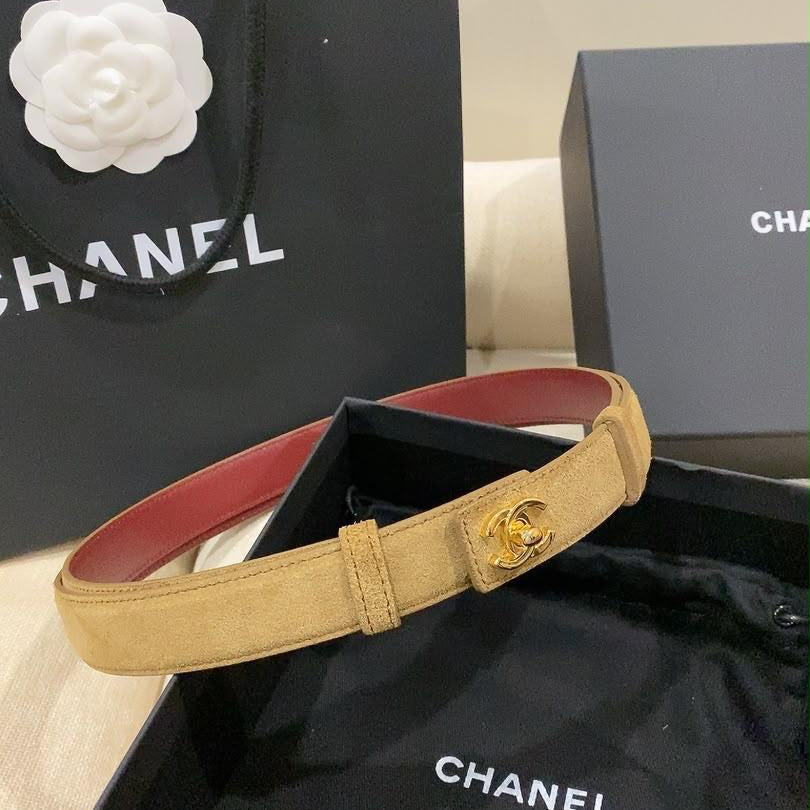 Chanel Leather Turn-Lock Belt