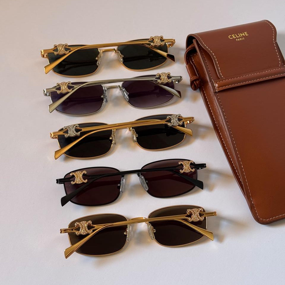 Celine Triomphe Rhinestone Rectangular Sunglasses