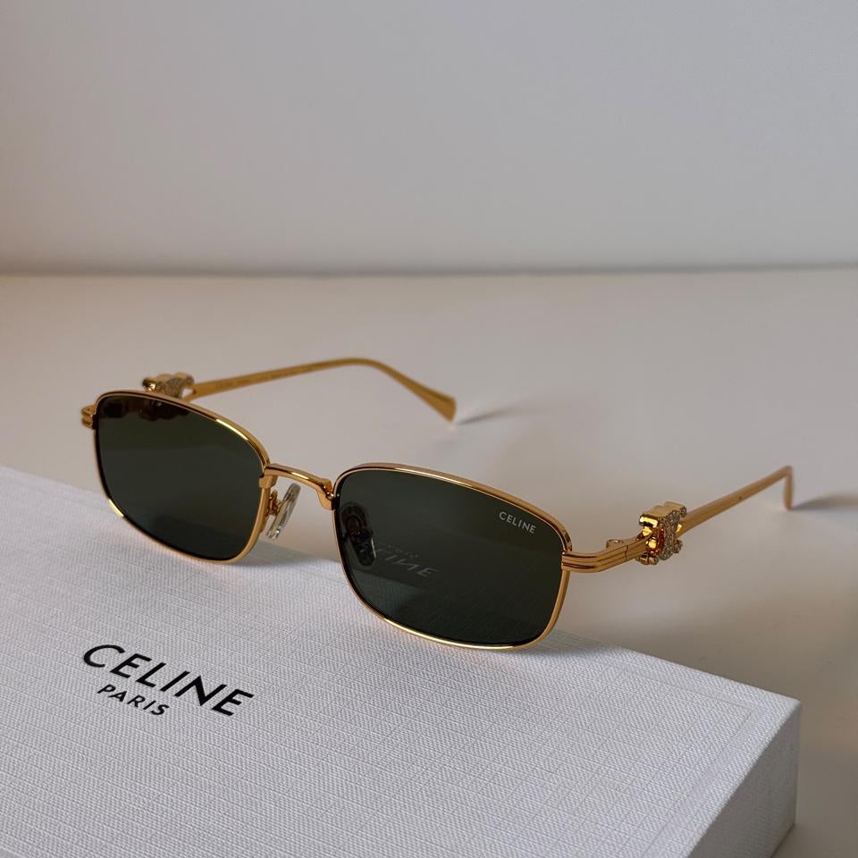 Celine Triomphe Rhinestone Rectangular Sunglasses