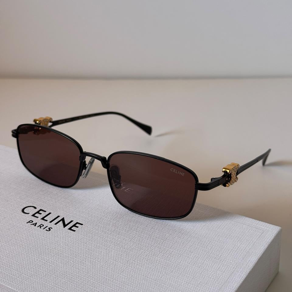 Celine Triomphe Rhinestone Rectangular Sunglasses