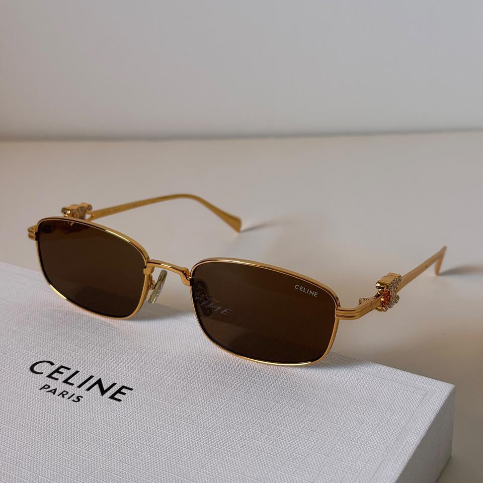 Celine Triomphe Rhinestone Rectangular Sunglasses