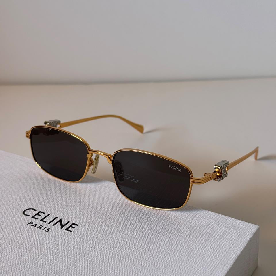 Celine Triomphe Rhinestone Rectangular Sunglasses