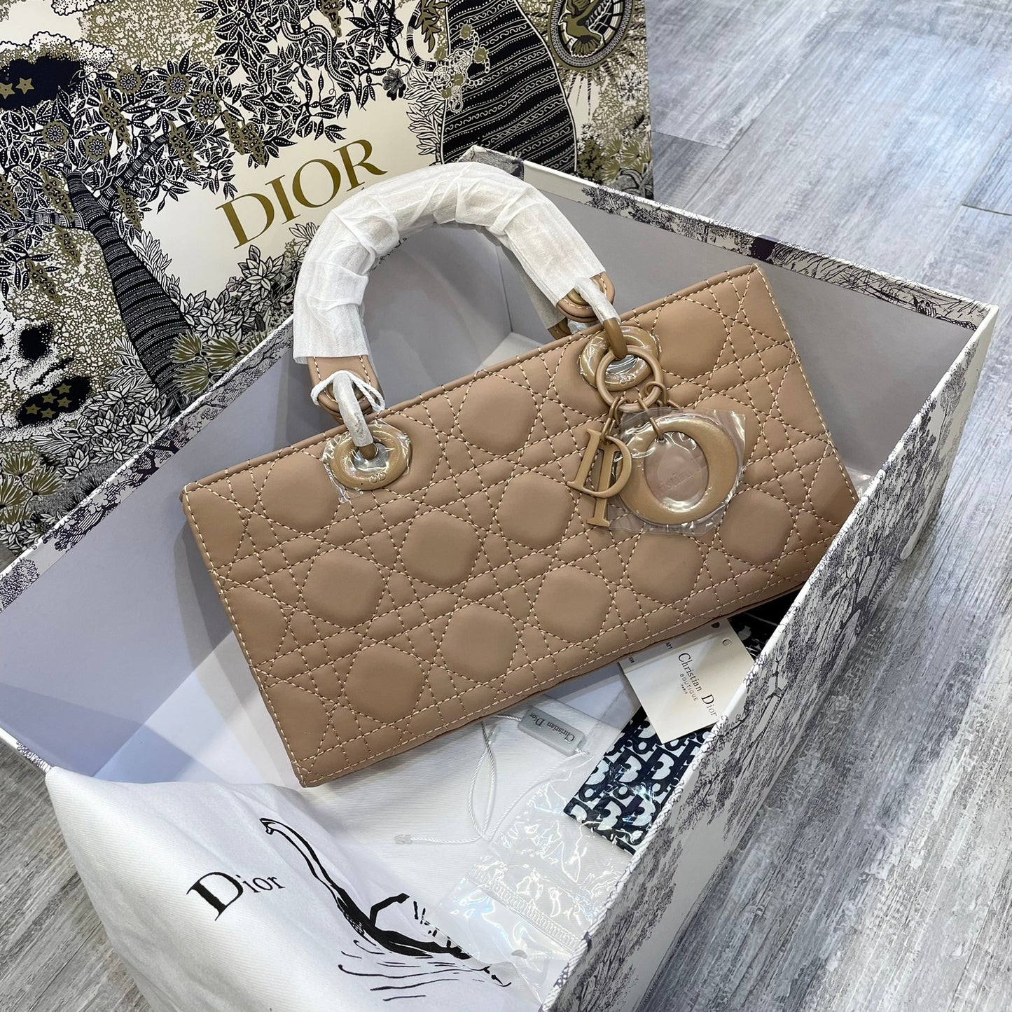 Dior Lady D-JOY Latte Cannage Lambskin Bag