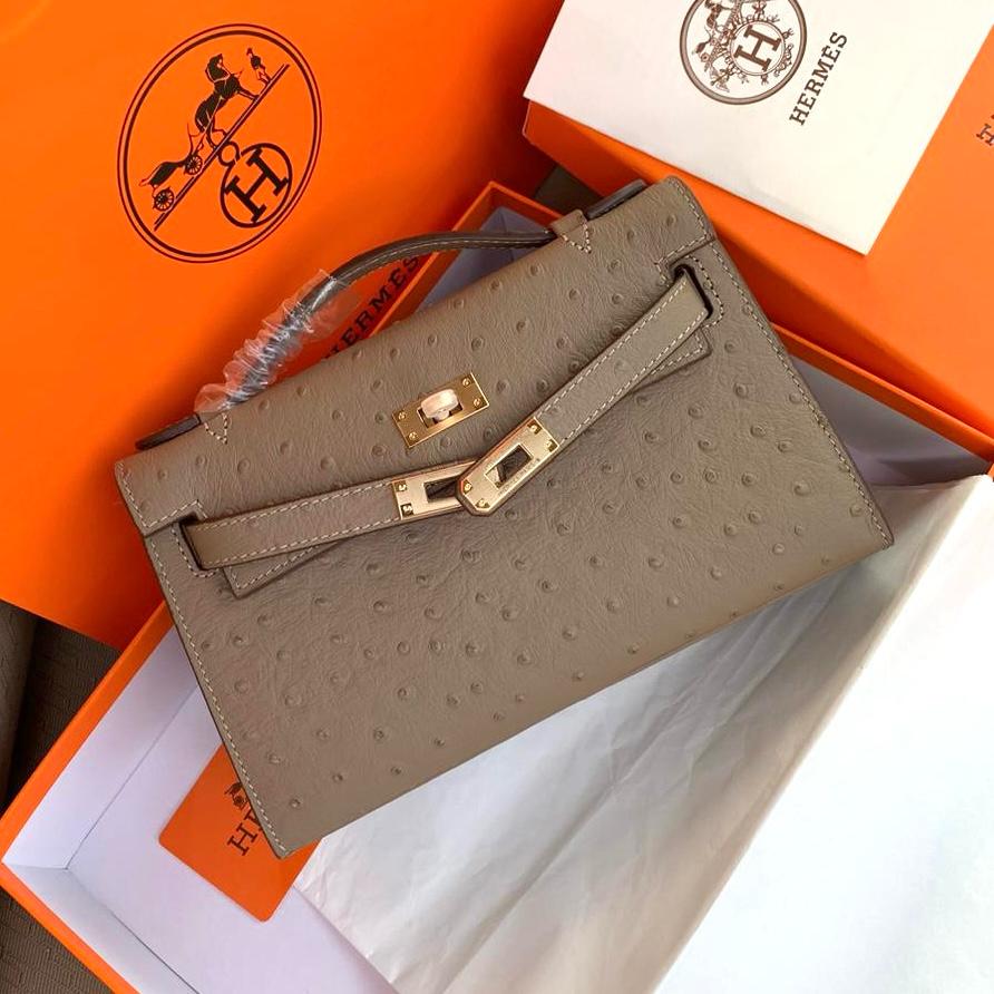 Hermes Small Kelly Ostrich Bag