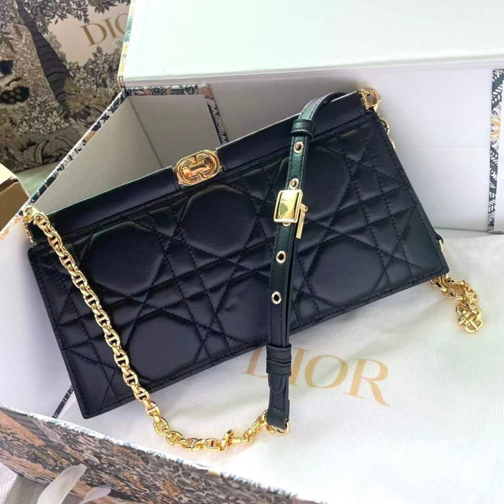 Dior Caro Colle Noire Clutch With Chain Bag