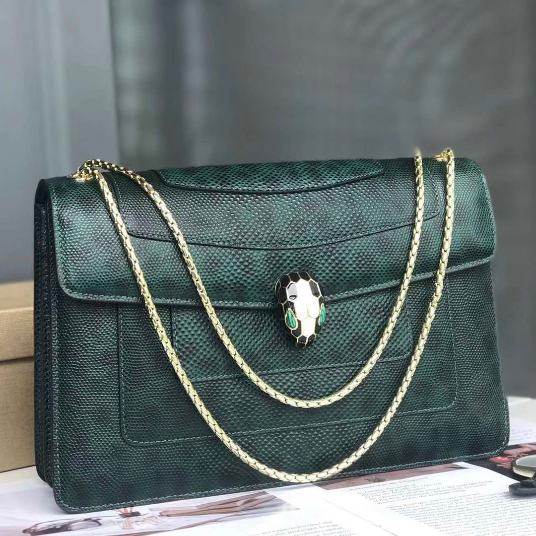 BVLGARI Womens Green Serpenti Forever Leather Shoulder Bag