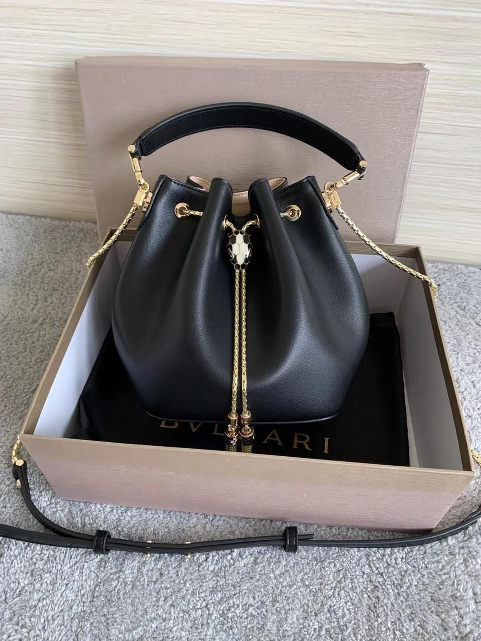 Bvlgari bucket discount bag black