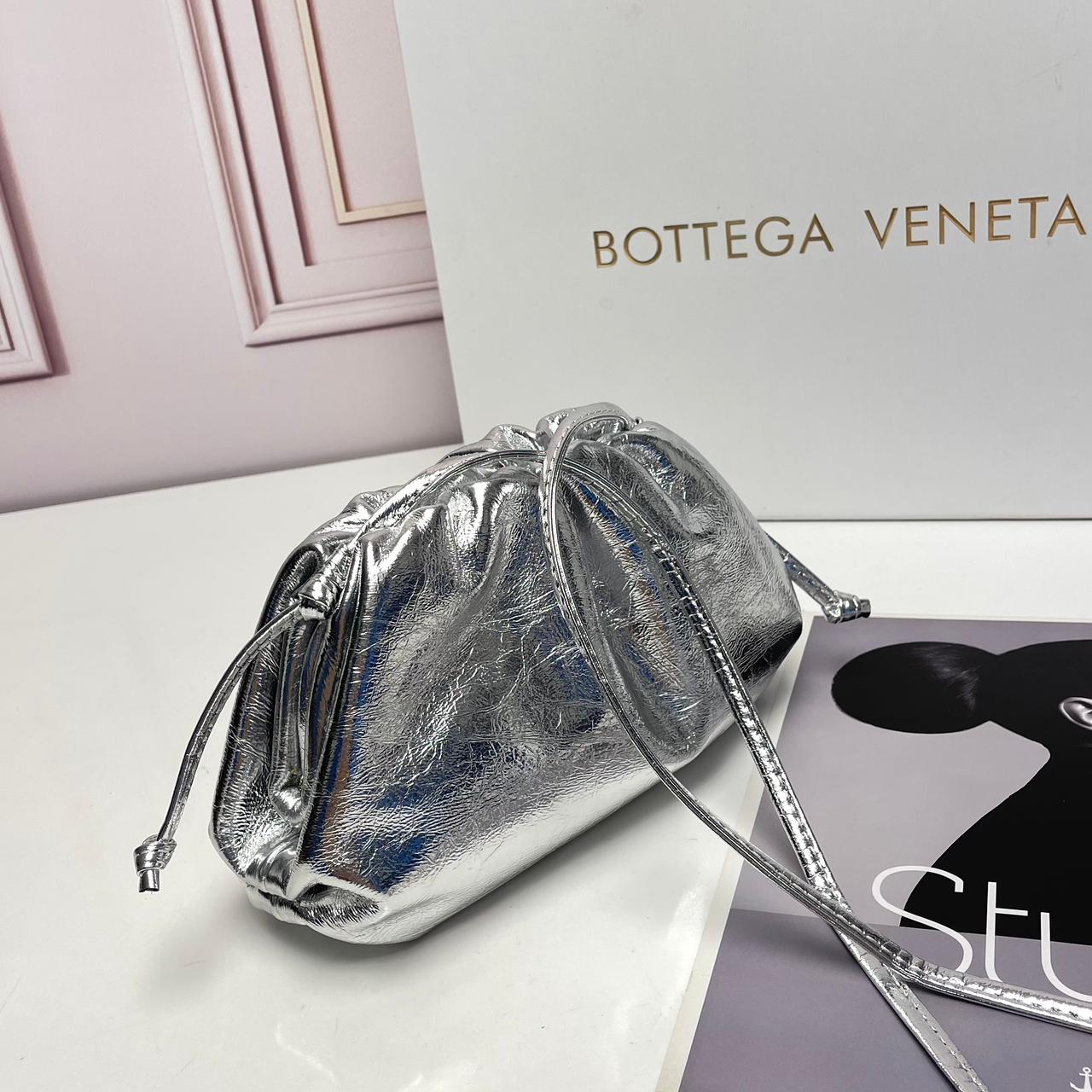 Bottega Veneta Mini Metallic Pouch Clutch Bag