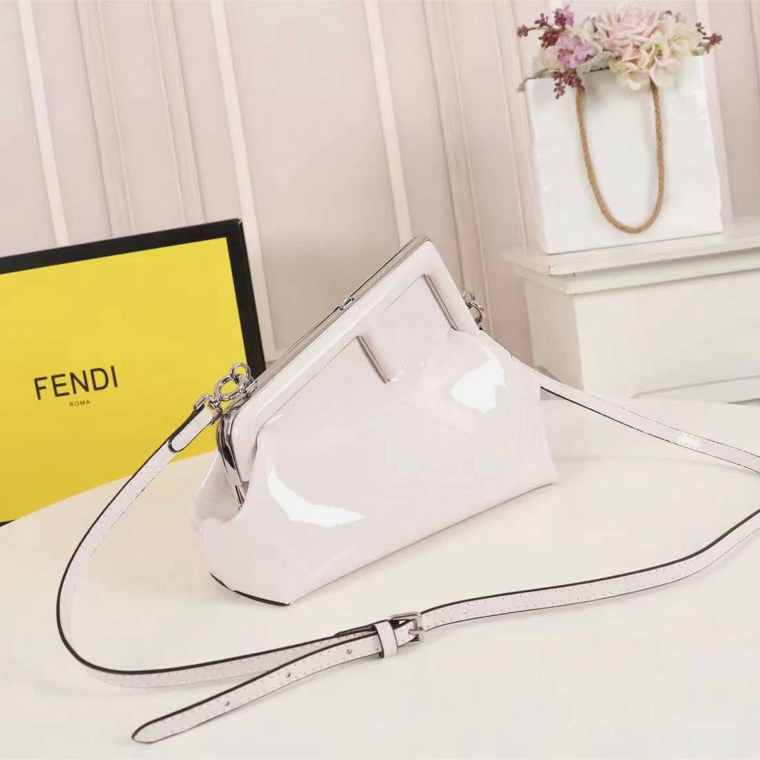 Fendi Medium Fendi First Bag Shiny Green