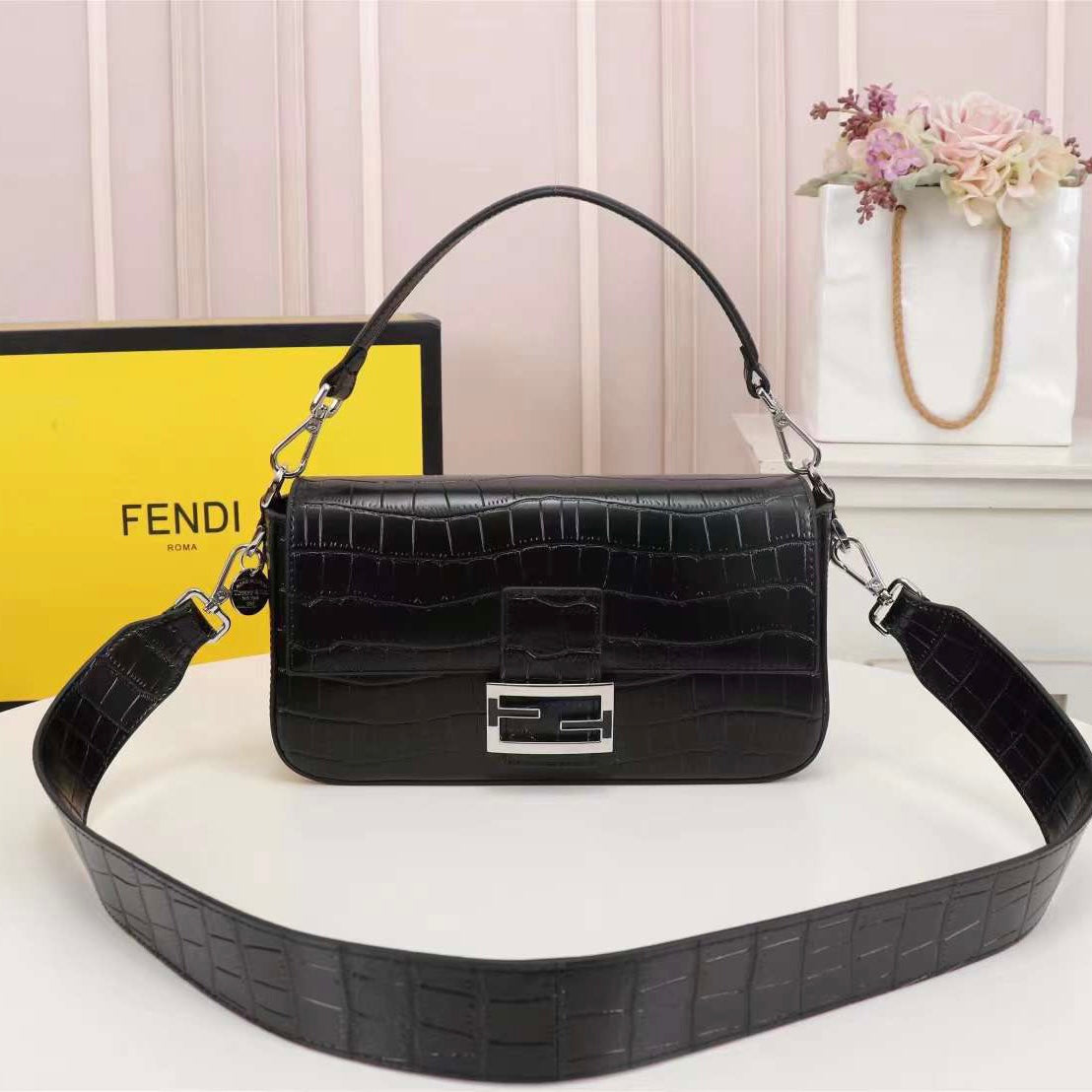 Fendi Baguette continental Medium Neon Bag