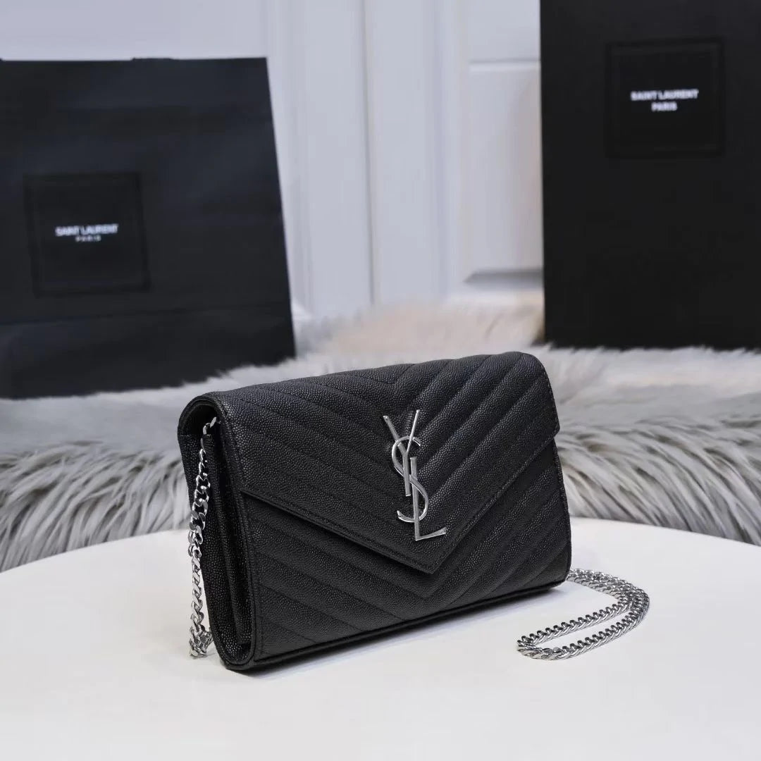 Ysl black crossbody silver chain new arrivals