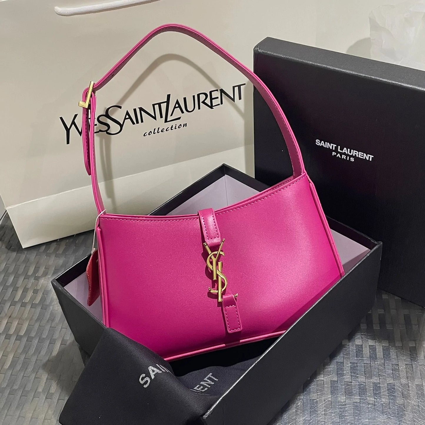 Ysl neon 2025 pink bag